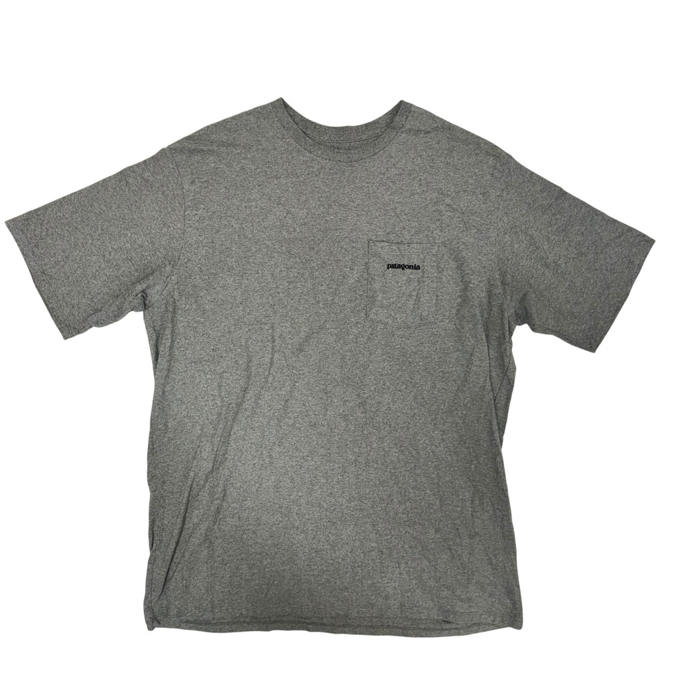 Patagonia P-6 Logo Responsibili-Tee Gray Pocket T-Shirt Mens Large